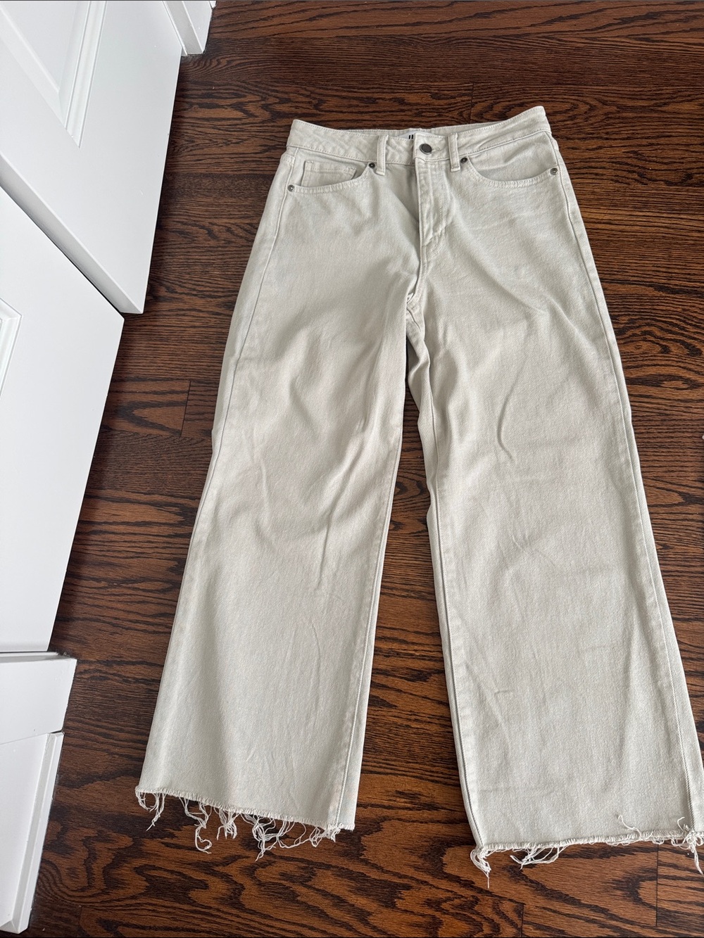 JBD Light Green Wide-Leg Raw Hem Jeans